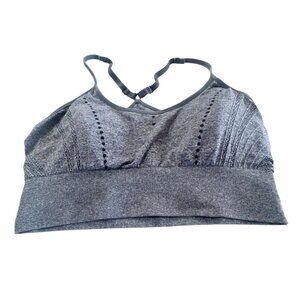 Pro-Fit Seamless Athletic Sports Bra Size M Racer Back Gray  Adjustable Straps